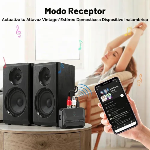 Vista 5 de Receptor Bluetooth, adaptador de audio inalámbrico con Bluetooth 5.3