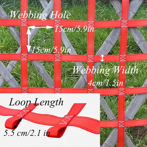 Vista 2 de Red de carga de escalada, red de carga para patio de juegos para campo de obstáculos Ninja Warrior, gimnasio de selva interior, escalera de cuerda