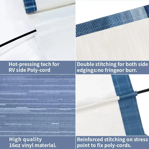 Vista 2 de Suncode Toldo manual para autocaravana, kit completo de toldo modular retráctil blanco para caravana, 5 rueda, remolques de viaje, transportistas