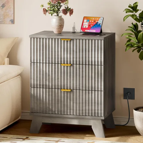 Vista 52 de BORNOON Cómoda acanalada de 7 cajones, cómoda bohemia moderna de 47.2 pulgadas de ancho, soporte de madera para dormitorio, sala de estar, armario