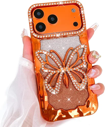 Vista 46 de Bonoma Funda con Purpurina Magnética para iPhone 16 Pro Max [Compatible con MagSafe], Funda Transparente Brillante de Lujo con Patrón de Corazones