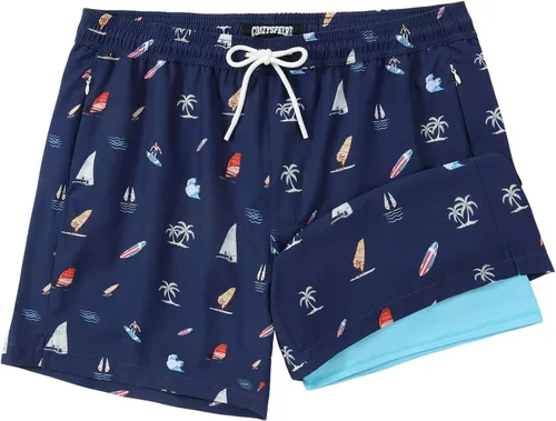 Vista 15 de Mens Swim Trunks with Compression Liner 5 Inch Inseam Swimming Trunks Shorts for Men