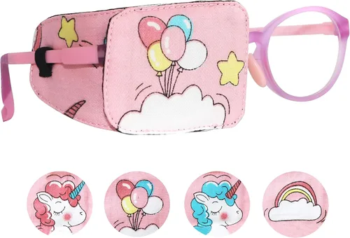 Astropic Parche de algodón y seda para gafas para niños (ojo derecho, globo)