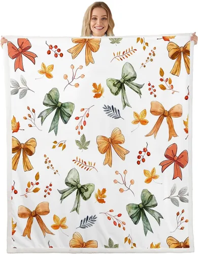 Vista 19 de Manfei Hello Fall Throw Blanket Pumpkin Maple Leaf Plaid Patchwork Fleece Blanket Autumn Theme Cozy Throws for Bed Couch Sofa,Kids Boys Girls Room