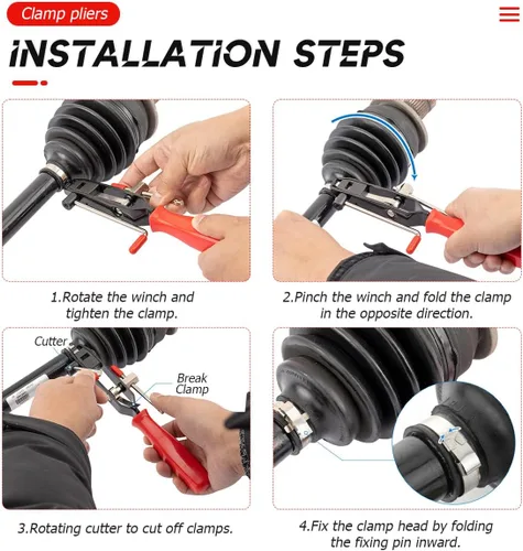 Vista 3 de BELOMI Alicates de abrazadera de arranque CV, kit de herramientas de bandas de abrazadera de oreja, alicates de eje de manguera automotriz