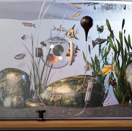 Vista 3 de TankMatez 4.25 Inch Hydraulic Bubble Aquarium Acrylic Fish Trap With Floating Trap Door
