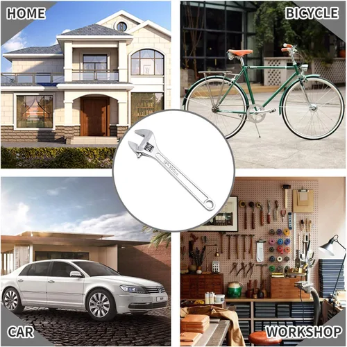 Vista 6 de Donext Llave ajustable de 12 pulgadas Herramienta de mano profesional CR-V Llave de media luna de acero