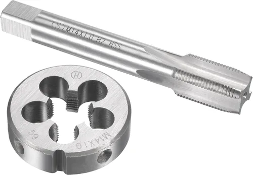 Vista 7 de uxcell M13 x 0.039 in Juego de llaves métricas y troqueles, rosca de máquina con troquel de roscado redondo, kit de grifo y troquelado