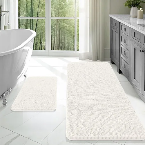 Vista 41 de OLANLY Juego de 2 alfombras de baño de felpilla suave y absorbente, antideslizantes, de secado rápido, lavables a máquina, accesorios de decoración