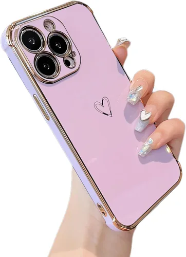 Vista 17 de ZTOFERA Funda diseñada para iPhone Air de 6.5 pulgadas, bonito borde chapado con patrón de corazones de amor con protección para lente de cámara