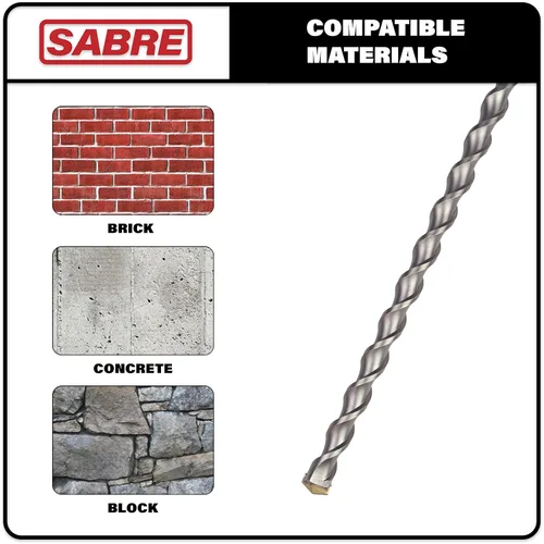 Vista 4 de Juego de brocas SDS Plus de 8 piezas, punta de carburo, brocas de martillo giratorio para ladrillo, piedra, hormigón