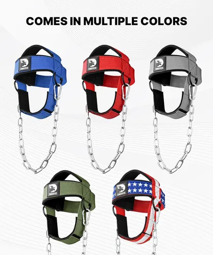 Vista 7 de DMoose Fitness Neck Harness for Weight Lifting - Soft Padded Head & Chin Strap with 30" Heavy Duty Steel Chain - Neck Exerciser, Trainer &