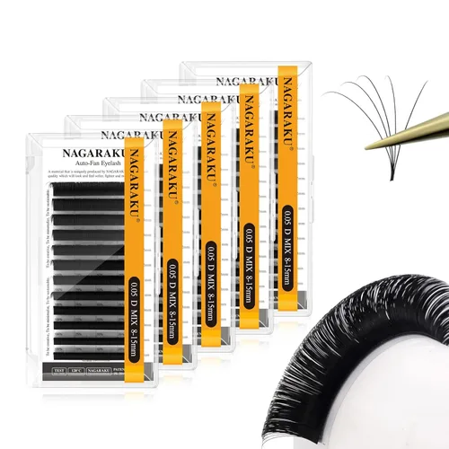 Vista 29 de NAGARAKU Easy Fan - Extensiones de pestañas de volumen de 0.001 in, rizo CC, bandeja mixta de 0.315 a 0.59 pulgadas, bandeja mixta de visón