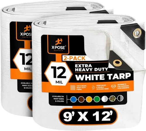 Vista 19 de Xpose Safety Lona protectora de polietileno plateado resistente de 5 x 7 pies - Funda protectora multiusos - Duradera, resistente al agua
