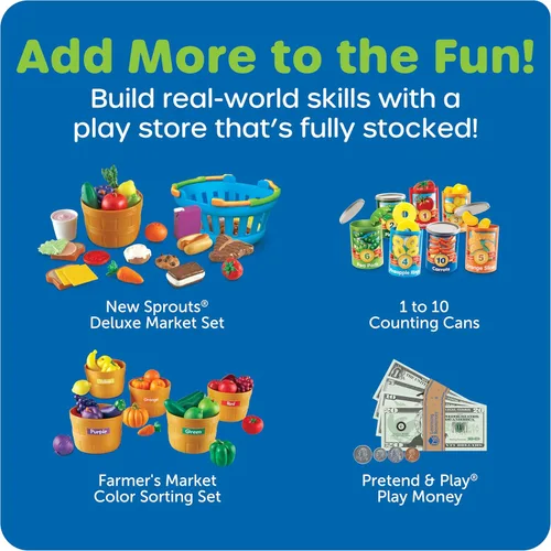 Vista 7 de Learning Resources Pretend & Play Caja registradora de enseñanza - Juegos de matemáticas, juego de simulación de tienda de comestibles, habilidades