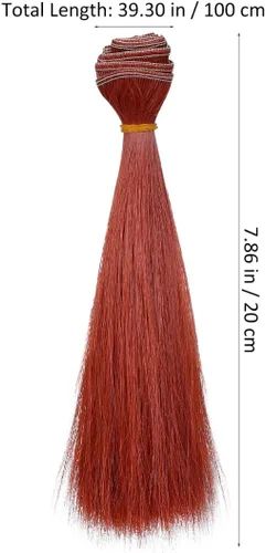 Vista 5 de Tramas de pelo de muñeca, 6 piezas, peluca de muñeca resistente al calor, extensiones de cabello lacio, suministros de arte para manualidades, fibra