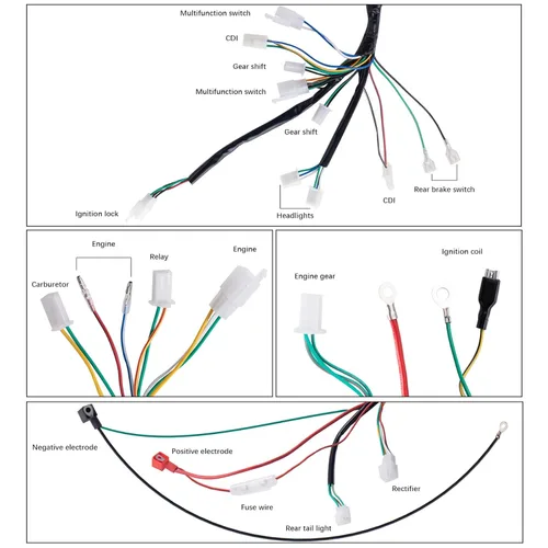 Vista 4 de Complete Wiring Harness kit Electrics Wire Loom Assembly with Full Copper Wire for GY6 4-Stroke Four Wheelers Engine Type 125cc 150cc Pit Bike