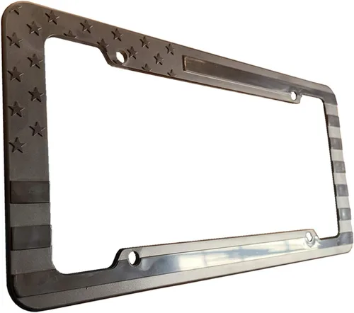 Marco de matrícula con bandera de EE.UU. en relieve 3D negro con estrellas y franjas americanas para automóvil, SUV, camión