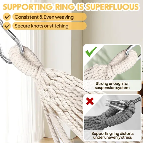 Vista 6 de Anyoo - Hamaca de algodón para jardín, con correas para colgar, hasta 660 libras, hamaca portátil con bolsa de viaje, perfecta para acampar al aire