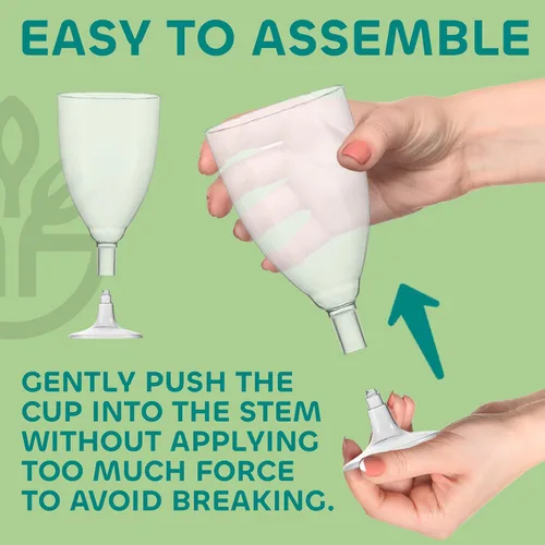 Vista 5 de JoyServe 24 copas de vino de plástico desechables, 7 onzas, vasos de plástico transparente sin BPA con tallo, copas de vino reutilizables