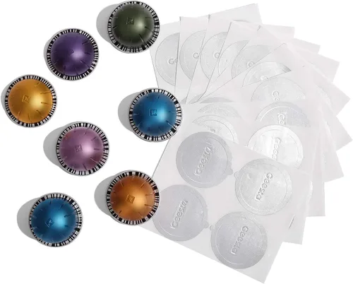 Vista 7 de Geesta Tapa reutilizable de sellado de papel de aluminio compatible con cápsulas Nespresso Vertuoline, 120 unidades (120 piezas)