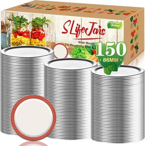 Vista 9 de SLifeJars Tapas y anillos para conservas de boca regular, 240 tapas y anillos para tarros Mason de 2.756 in y anillos para enlatado de boca regular