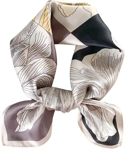 ANDANTINO 100% Pure Mulberry Silk Small Square Scarves -21'' x 21''- Digital Printed Neckerchief Women Men Lightweight Scarf