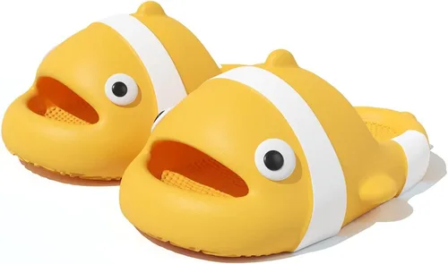 Jerzmy Cute Clown Fish Cloud Slides for Boy Girl Kids Toddler, Soft Novelty Funny Animals House Slippers Non-Slip Beach Shoes for Indoor Outdoor
