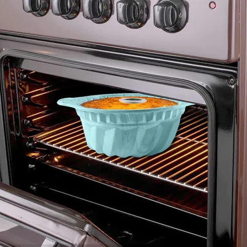 Vista 6 de Kenond Moldes de silicona acanalados, antiadherentes con mango resistente, moldes para hornear, utensilios para hornear perfectos para pasteles