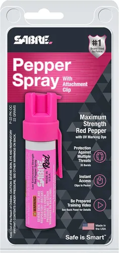 Vista 7 de SABRE RED - Spray de pimienta compacto, espray OC de fuerza policial máxima con tinte UV, clip de cinturón compacto para acceso rápido, tiempo