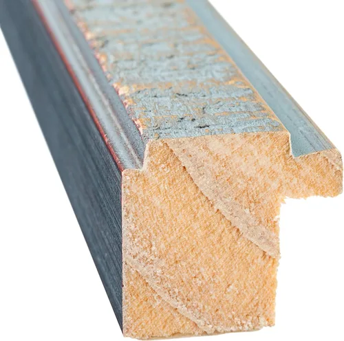 Vista 9 de 11x11 Frame Blue Scuffed Farm Board Real Pine Wood Picture Frame Width 0.75 Inches Interior Depth 0.5 Inches Kingsley Blue Frame with UV