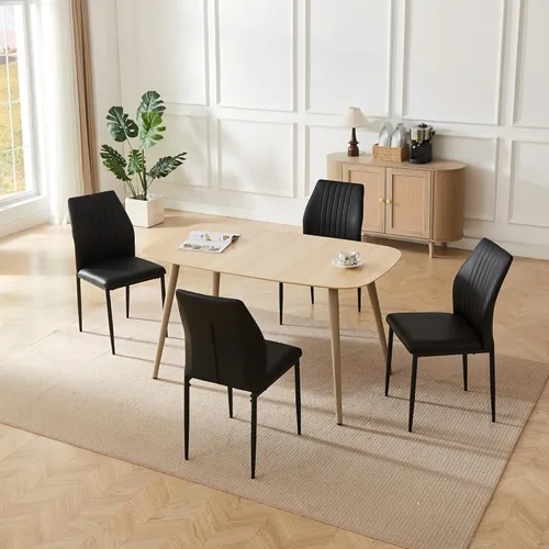 Vista 46 de HIPIHOM Mesa de comedor moderna de granja de 47.2 pulgadas, mesa de comedor rectangular de madera con patas de metal para 4 personas para comedor