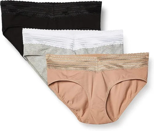 Warner's - Blissful Benefits para mujer, paquete de 3 pantaletas hipster que eliminan la apariencia de vientre hinchado