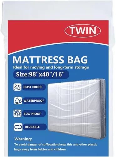 Vista 10 de Plastic Mattress Bag for Moving Storage, Mattress Protector Cover ,Mattress Bag for Disposal (King)