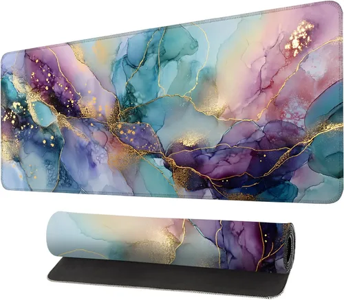 Vista 16 de Alfombrilla para mouse, antideslizante grande con bordes cosidos, tapete de escritorio para escritorio, laptop, computadora, teclado, protector