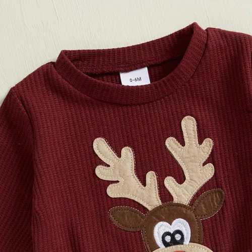 Vista 74 de Conjunto de Navidad para bebé niño con camisa divertida larga y pantalón conjunto de ropa de primera Navidad para niños de 6 a 12, 18, 24 meses 2T