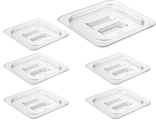 Vista 11 de CURTA Paquete de 6 cubiertas NSF para bandeja de alimentos, tapa de policarbonato transparente de tamaño 1/2 con asa para bandeja de alimentos