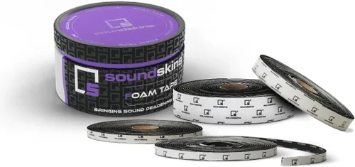 SoundSkins SSK-Tape Cinta de espuma acústica de celda cerrada - 10.8 pies cuadrados de 4 rollos (2", 1" 0.5" de ancho) - Reducción de vibraciones y