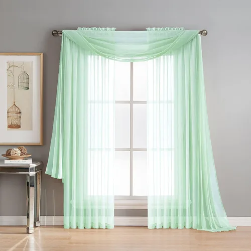 Vista 11 de Pañuelo Luxury Discount semitransparente para ventana, de color liso