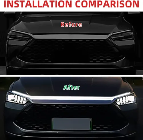 Vista 3 de Ziciner Tira de Luz para Capó de Coche, Tira LED Flexible de 71 Pulgadas Impermeable Luces de Circulación Diurna Automática, Accesorios Universales
