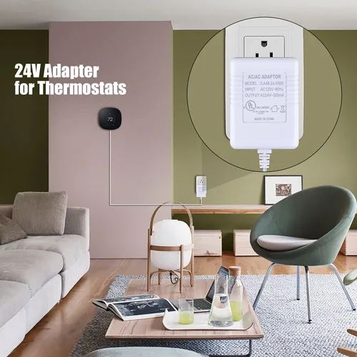 Vista 5 de Transformador de CA de 24 voltios, adaptador de cable C para termostato o transformador de timbre (certificado UL)