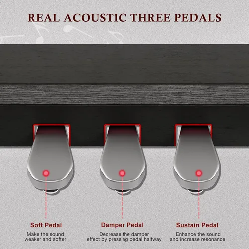 Vista 7 de UMOMO U-710 - Teclado de piano digital de 88 teclas, piano eléctrico de tamaño completo con soporte para piano, conector para auriculares, 3