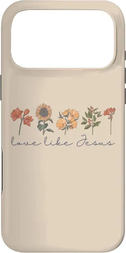 Vista 22 de Love Like Jesus - Carcasa para iPhone 17, diseño de flores y texto bíblico, religioso