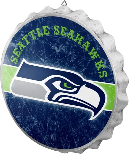 Vista 18 de NFL Team Logo Distressed Metal Hanging Wall Bottle Cap Sign