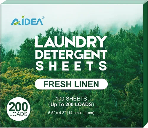 Vista 11 de AIDEA Hojas de detergente para ropa, aroma de lino fresco (60 cargas), 30 hojas, detergente ecológico, sin jarra de plástico, ligero, fácil de usar