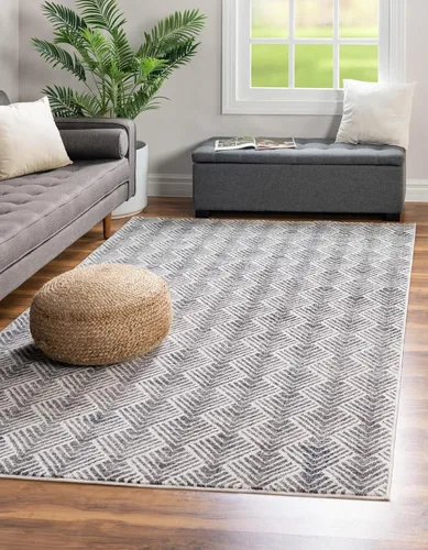 Unique Loom Eco Trellis Collection - Alfombra de área - Osage (rectangular 2 pies 0 pulgadas x 3 pies 0 pulgadas, marfil carbón)