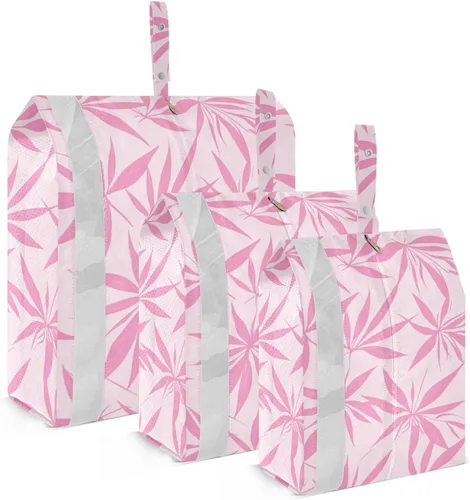 Maple Leaf Pink 3 Piecing Packing Travel Bag Portable Storage Bags For Travel Storage Bags For Clothes Clothing Organizer
