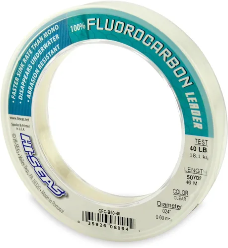 Vista 15 de HI-SEAS Líder de línea de pesca 100% fluorocarbono, líder invisible transparente, indetectable para peces, hundimiento rápido, 6 libras a 400 libras