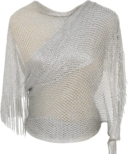 Vista 8 de Yeieeo Sparkling Metallic Shawls and Wraps for Evening Party Dresses with Fringe Scarf