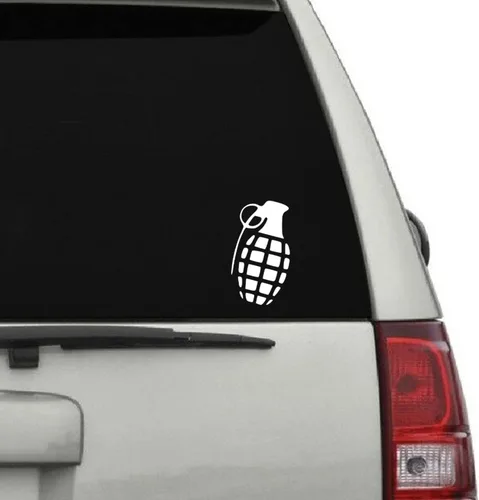 Vista 3 de KCD3379 - Calcomanía de vinilo de granada de mano para automóviles, camiones, ventanas, parachoques, paredes, laptops, 5 pulgadas, color blanco sin